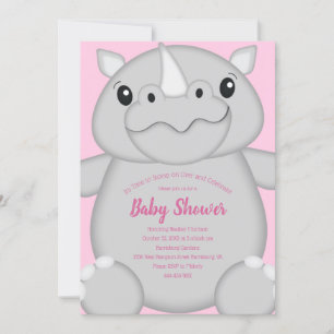 Invitation Rhino Baby shower rose