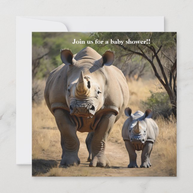 Invitation Rhino mère avec Calf (Devant)