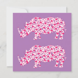 Invitation Rhinoceros fait en Coeurs roses de l'Amour