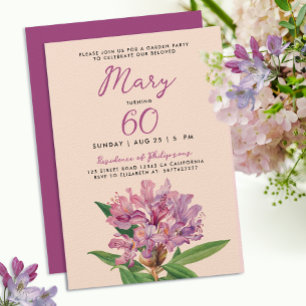 Invitation Rhododendron Sauvage Violet Élégant 60e Anniversai