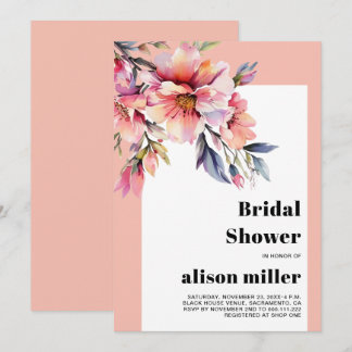 Invitation Rhododendron with peach-pink flowers bridal shower
