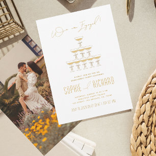 Invitation Ribbon Champagne Tower Fountain Engagement