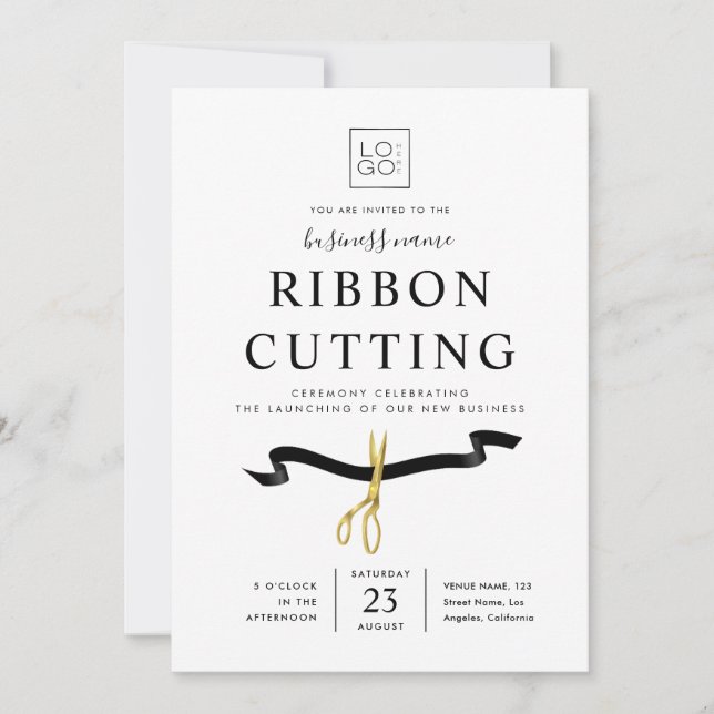 Invitation Ribbon Cutting Grand Opening Business Launch Event (Devant)