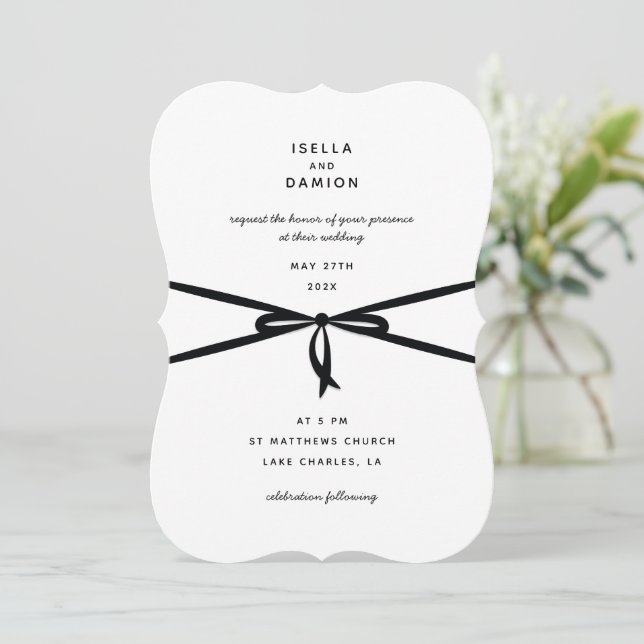 INVITATION RIBBON NOIR & BAS (Debout devant)