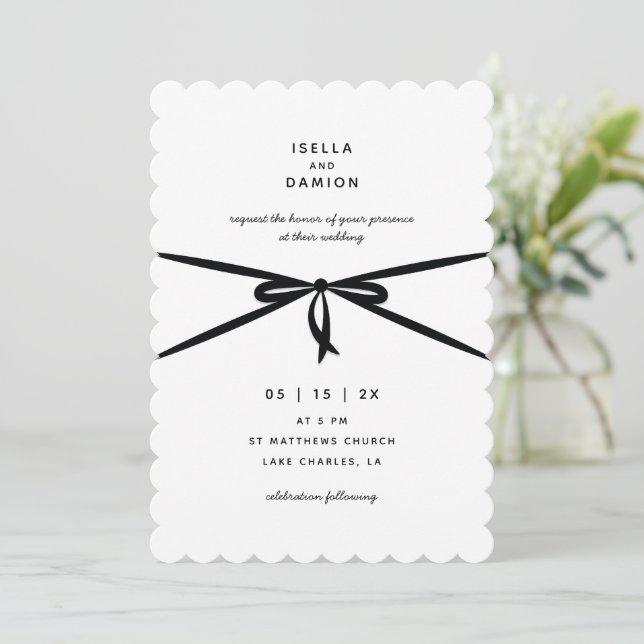 INVITATION RIBBON NOIR & BAS (Debout devant)