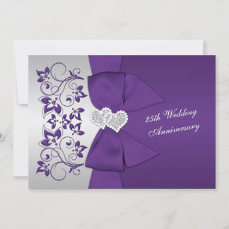 Invitation RIBBON violet, 25e anniversaire d'argent