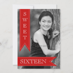 Invitation Ribbons rouges doux du sixième anniversaire