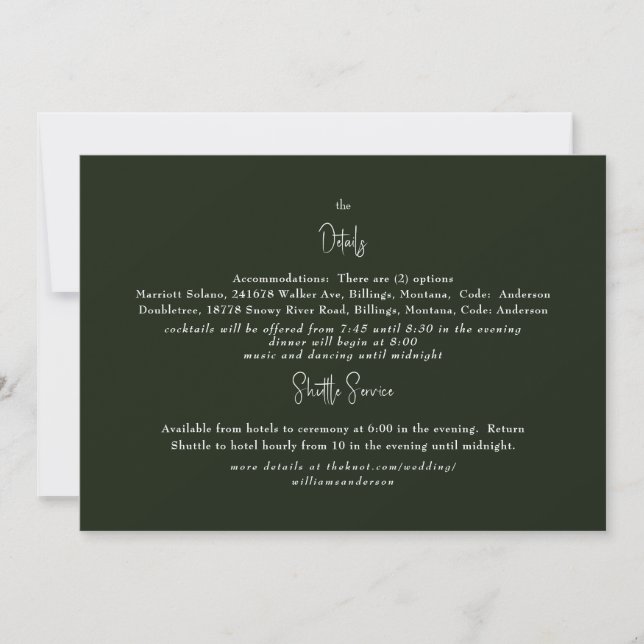 Invitation Rich Dark Green Mariage Détail (Devant)