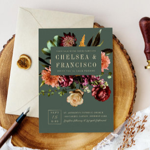 Invitation Richesse du Mariage vert floral coloré du printemp