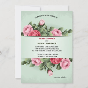 Invitation Richesse du printemps Colorful floral rose vert ma