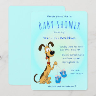 Invitation Rico le chien tenant de mignons chaussures de bébé