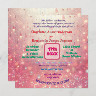 Invitation Rideau de perle rose violet Faux Parties scintilla