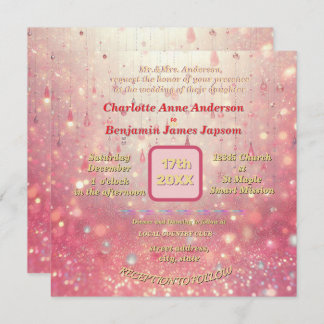 Invitation Rideau de perle rose violet Faux Parties scintilla