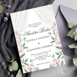 Invitation Rideau floral flush Nuestra Boda Mariage espagnol