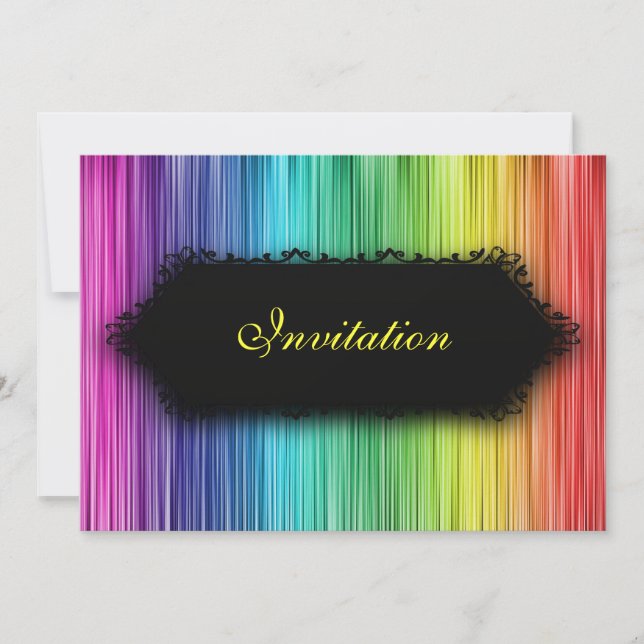 Invitation Rideau noir en arc-en-ciel d'événements élégants (Devant)