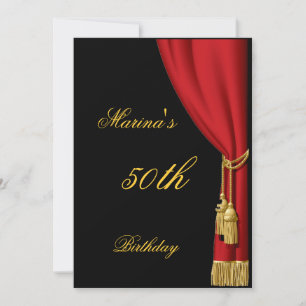 Invitation rideau noir et rouge pour tout annivers