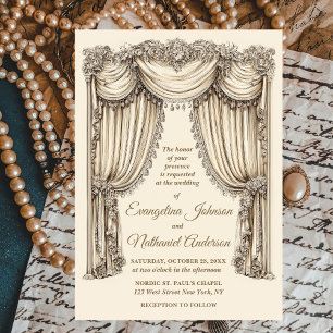 Invitation Rideaux de mariage Antique Gilded Age Ivory intemp