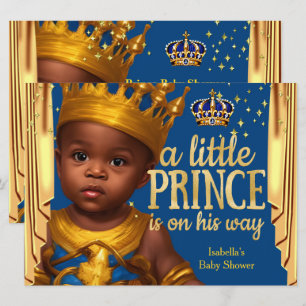 Invitation Rideaux dorés bleus royaux pour la Baby Shower d'u