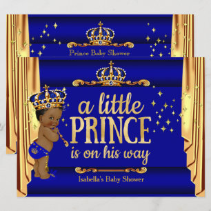 Invitation Rideaux dorés bleus royaux pour la Baby Shower du
