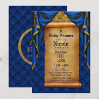 Rideaux Royaux Bleu et Or Faire Défiler Baby Showe
