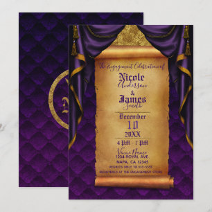 Invitation Rideaux royaux pourpre et or Faire défiler la fête
