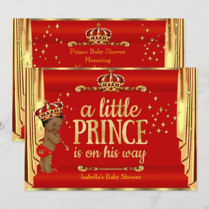 Invitation Rideaux royaux rouges et dorés pour la baby shower