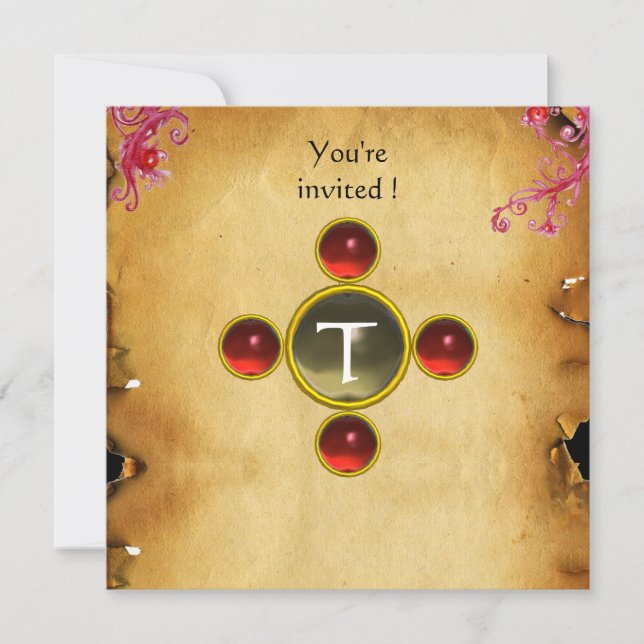 Invitation RIDERS EN TEMPÊTE, CHEVALIERS MÉDIÉVAUX Ruby Monog (Devant)