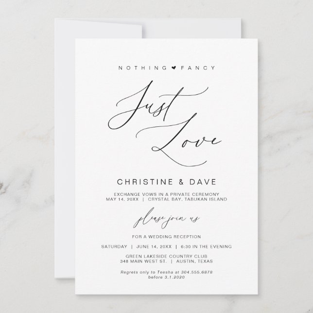 Invitation Rien D'Amoureux, Noir, Mariage (Devant)