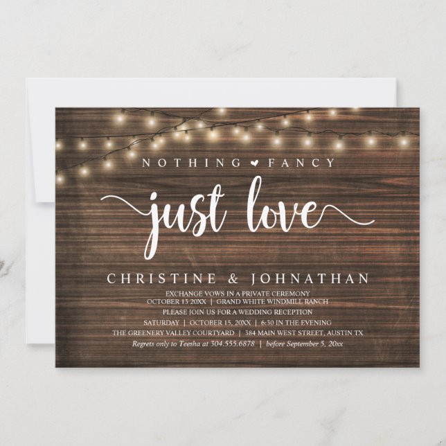 Invitation Rien D'Amoureux, Réception De Mariage Rustique (Devant)
