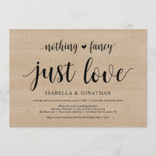 Invitation Rien De Chic, Juste Amour, Bois, Elopement Mariage
