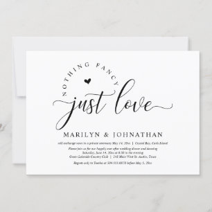 Invitation Rien De Chic, Juste Amour, Dîner Mariage Elopement