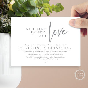 Invitation Rien De Chic, Juste Amour, Dîner Mariage Elopement