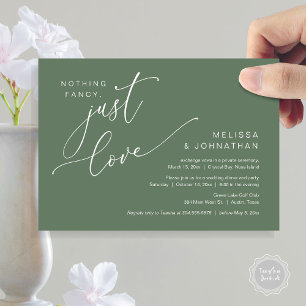 Invitation Rien De Chic, Juste Amour, Dîner Mariage Elopement