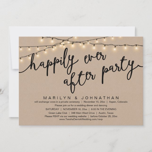 Invitation Rien De Chic, Juste Amour, Dîner Rustique Mariage (Devant)