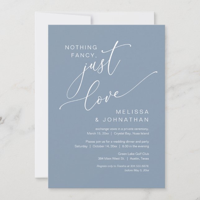 Invitation Rien De Chic, Juste Amour, Mariage Elopement (Devant)