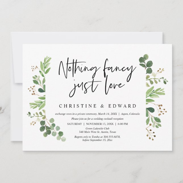 Invitation Rien De Chic, Juste Amour, Mariage Elopement (Devant)