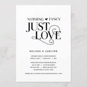 Invitation Rien De Chic, Juste Amour, Noir Élégant, Elopement