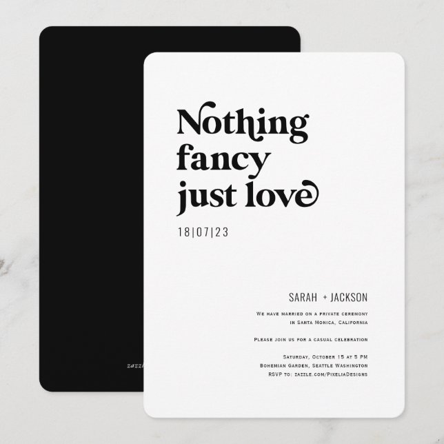 Invitation Rien de fabuleux juste l'amour moderne elopement m (Devant / Derrière)