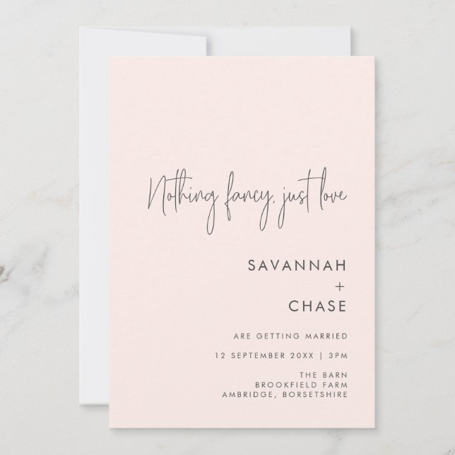 Invitation Rien De Fancy Just Love Blush Pink Mariage (Devant)