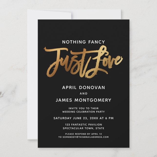 Invitation Rien De Fancy Just Love Brush Typographie Invitati (Devant)