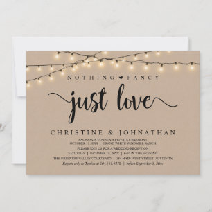 Invitation Rien De Fancy Just Love, Dîner Rustique Mariage