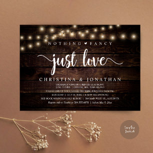 Invitation Rien De Fancy Just Love, Dîner Rustique Mariage