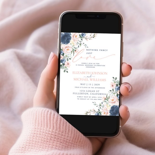 Invitation Rien De Fancy Just Love Dusty Blue Blush Mariage (Créateur téléchargé)