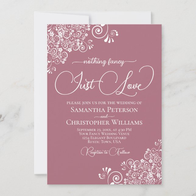 Invitation Rien De Fancy Just Love Dusty Rose Frilly Mariage (Devant)