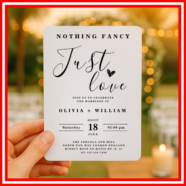 Invitation Rien De Fancy Just Love Élégant Simple Mariage (Créateur téléchargé)