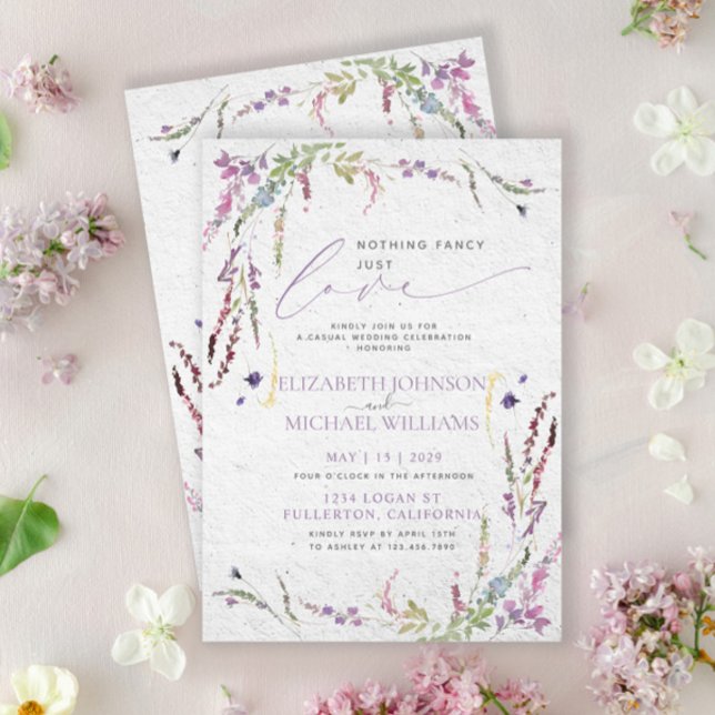 Invitation Rien De Fancy Just Love Floral Décontracté Mariage (Créateur téléchargé)