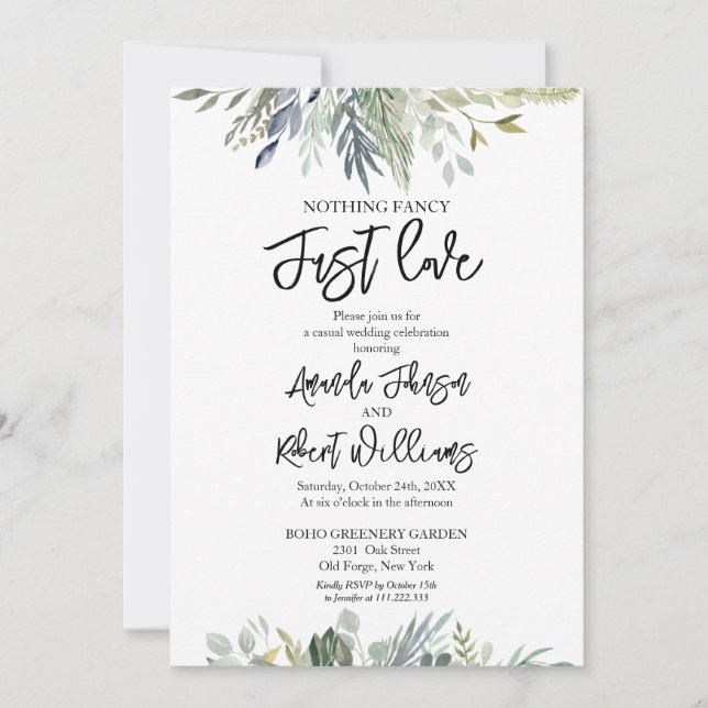 Invitation Rien De Fancy Just Love Mariage de verdure (Devant)