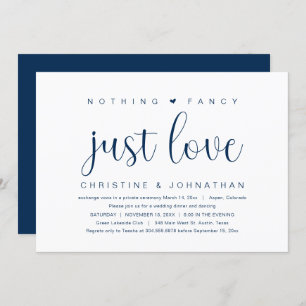 Invitation Rien De Fancy Just Love, Mariage Elopement Party