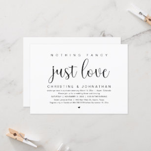 Invitation Rien De Fancy Just Love, Mariage Elopement Party I