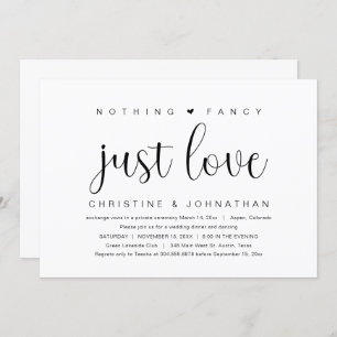 Invitation Rien De Fancy Just Love, Mariage Elopement Party I